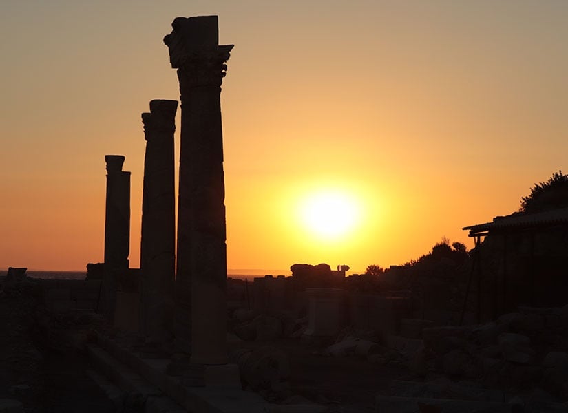 Datça gezilecek yerler - Knidos Antik Kenti gün batımı